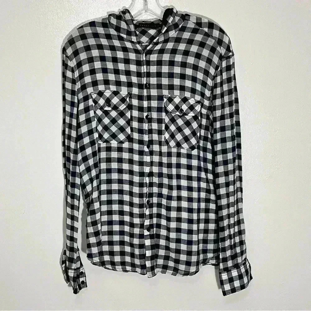 KOTON CASUAL Mens hooded lightweight button down | size medium